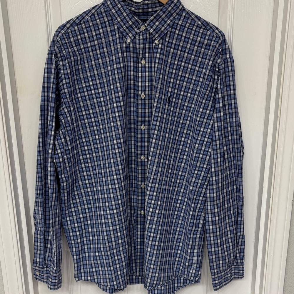 Ralph Lauren Blue and White Checkered Shirt 2XL